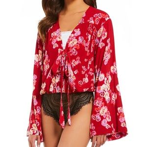 Free People Forties Feels Printed Bodysuit